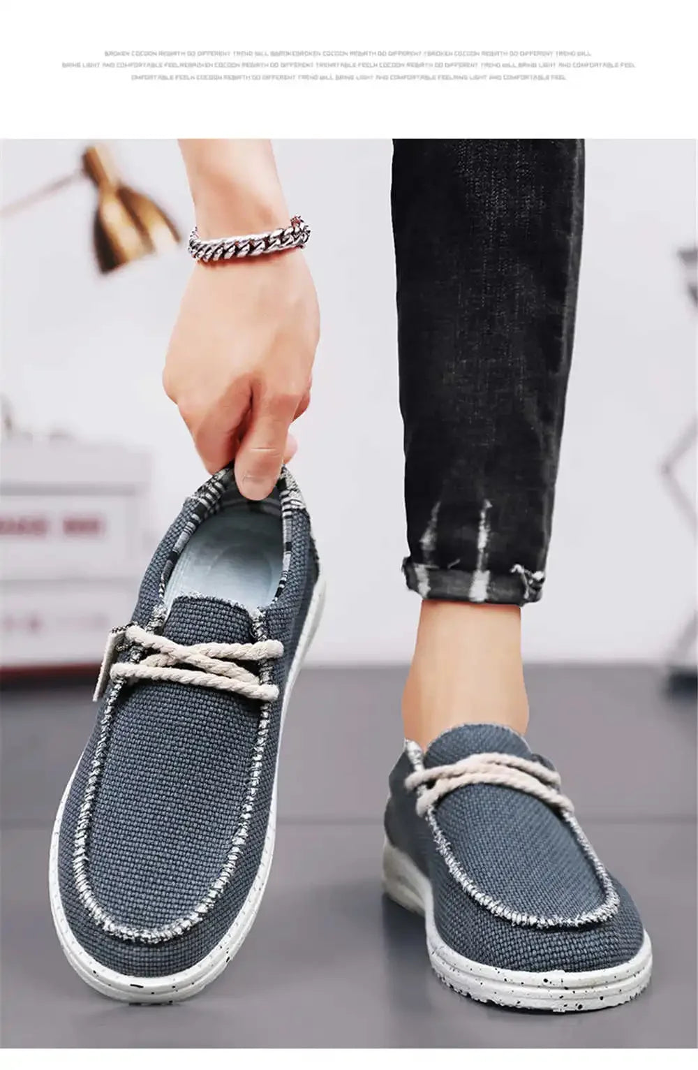 Does Not Slip Round Foot Man Blue Shoes Vulcanize Boot Without Heel Sneakers Man Size 47 Sports Play Tenus China Holiday