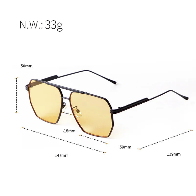 2025 New Fashion Men's Sunglasses Brand Design Square Alloy Frame Trend Retro Outdoor Driving Mirror UV400 Sunshade Sunglasses