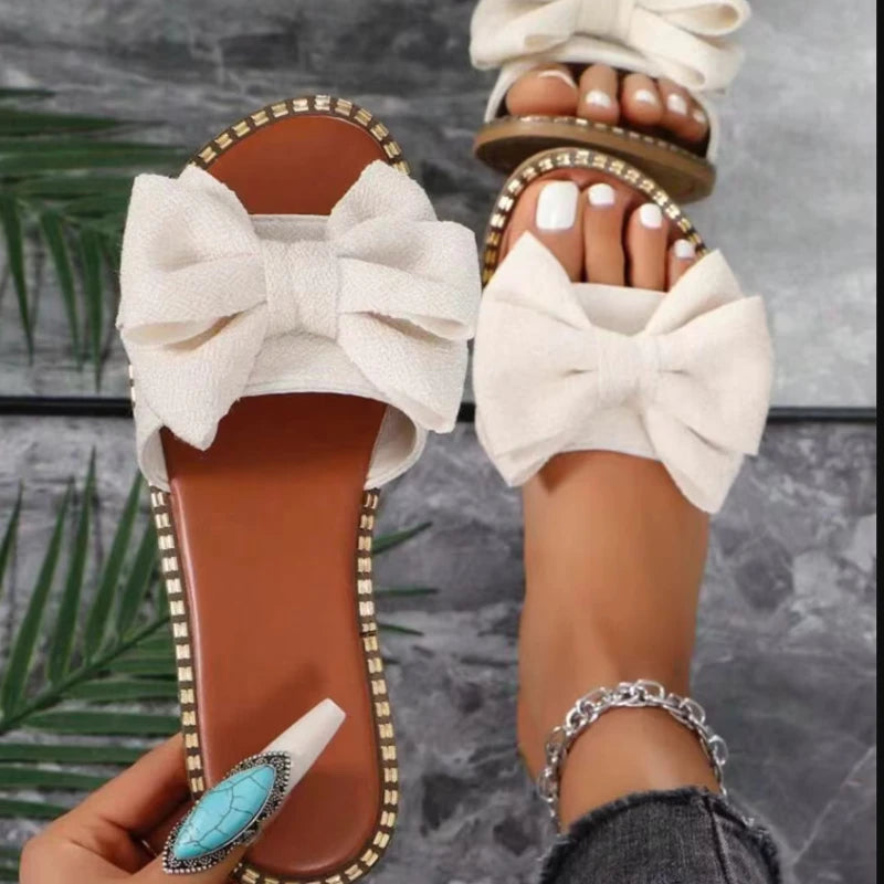 Summer Fashion Bow Tie Flat Slippers for Women