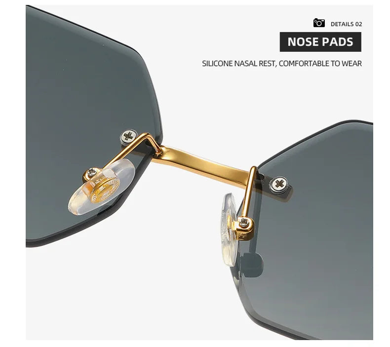 Small Frame Hexagon Rimless Sunglasses Men Retro Frameless Sun Glasses for Women 2025 Luxury Brand Square Eyewear UV400 Shades