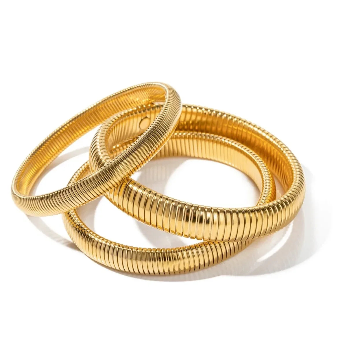 Stainless Steel Texture Flex Snake Chain Cuff Bracelet