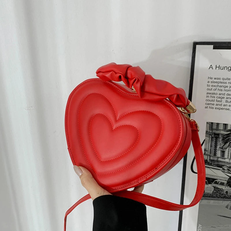 Luxury Quilted Handle Women PU Leather Heart Shoulder Bag