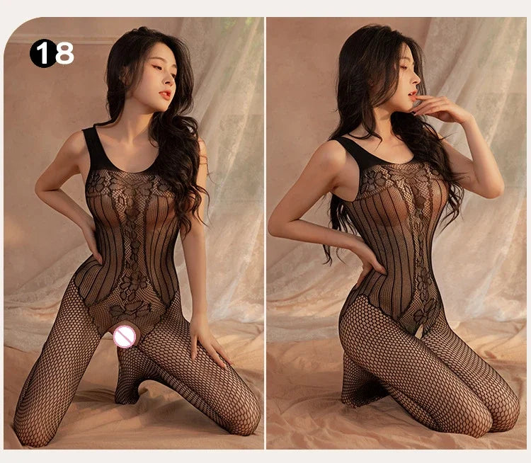 Sex Bodysuits Women Transparent Bodystocking Hollow Backless Open Bra Outfits Teddy Erotic Costumes Sexy Fishnet Lingerie 2025