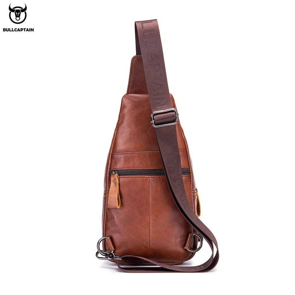 Bullcaptain Men's Leather Chest Bag