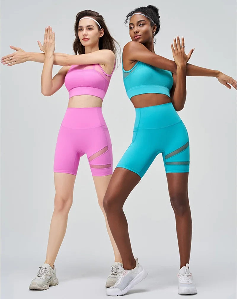 Cloud Hide SEXY Mesh Sports Bra Fitness Underwear Yoga Crop Tank Top HOT Girl Vest Athletic Shockproof Shirt Running Sportswear
