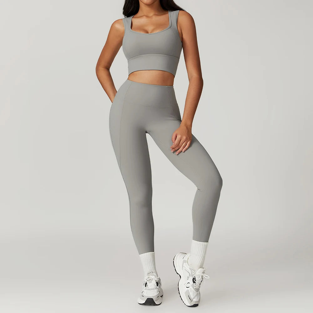 2 Pieces Yoga Suit Women Sexy Tight-Fitting Fitness Sports Set Gym Bra Elasticity High Waist Leggings Female Athletic Wear 8793