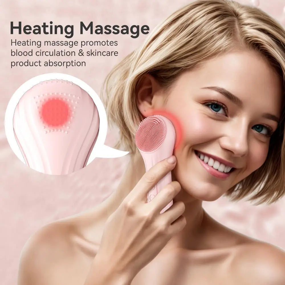 Sonic Waterproof Electric Facial Cleansing Brush Rechargeable Vibration Exfoliating Pore Deep Clean Face Scrubber Skin Care Tool