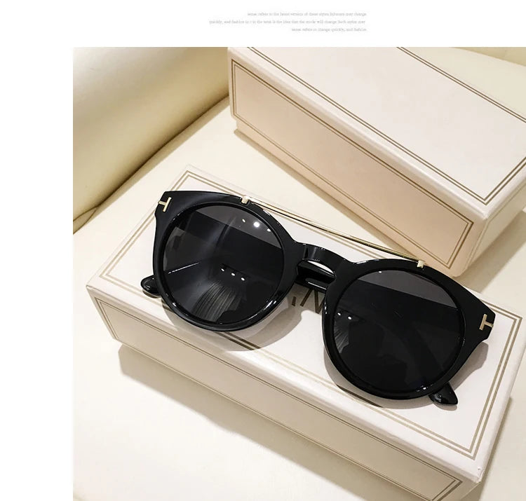 Trendy Retro Round Rivet Sunglasses Women 2025 Brand Double Bridge Shade Eyewear Colorful Lens Gray Yellow Frame Men Sun Glasses