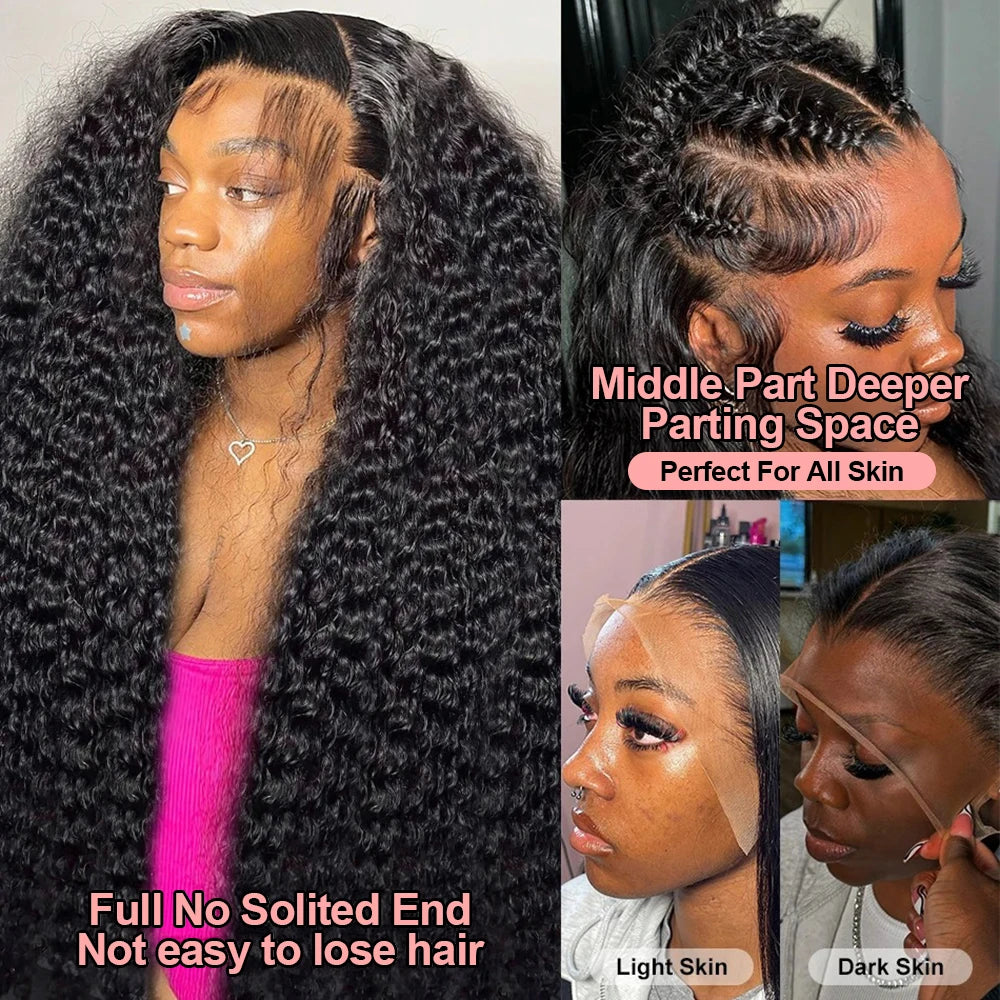 Curly 360 Lace Front Human Hair Wigs 250 Density Brazilian Deep Wave 40 Inch 13x6 HD Lace Frontal Wig 100% Human Hair Preplucked