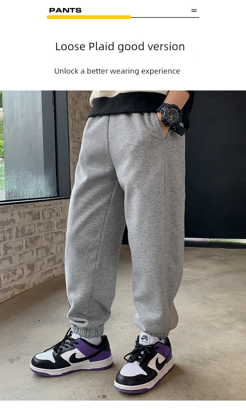 Sweatpants Spring and Autumn Casual Fleece-lined Youth Boy Pants