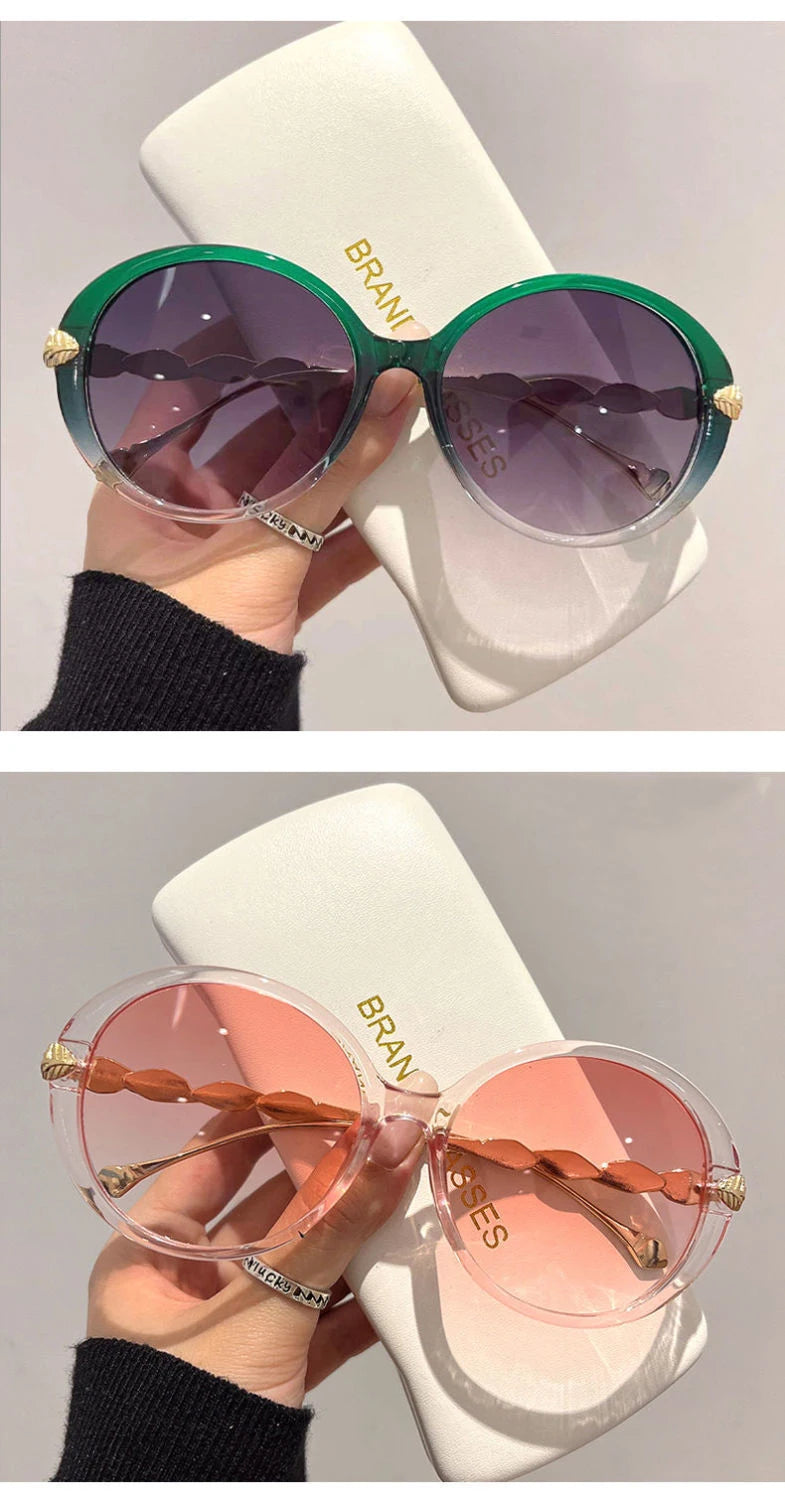 Vintage Round Sunglasses Women 2025 Brand Designer Luxury Gradient Sun Glasses Female Punk Frame Retro Eyewear Shades UV400