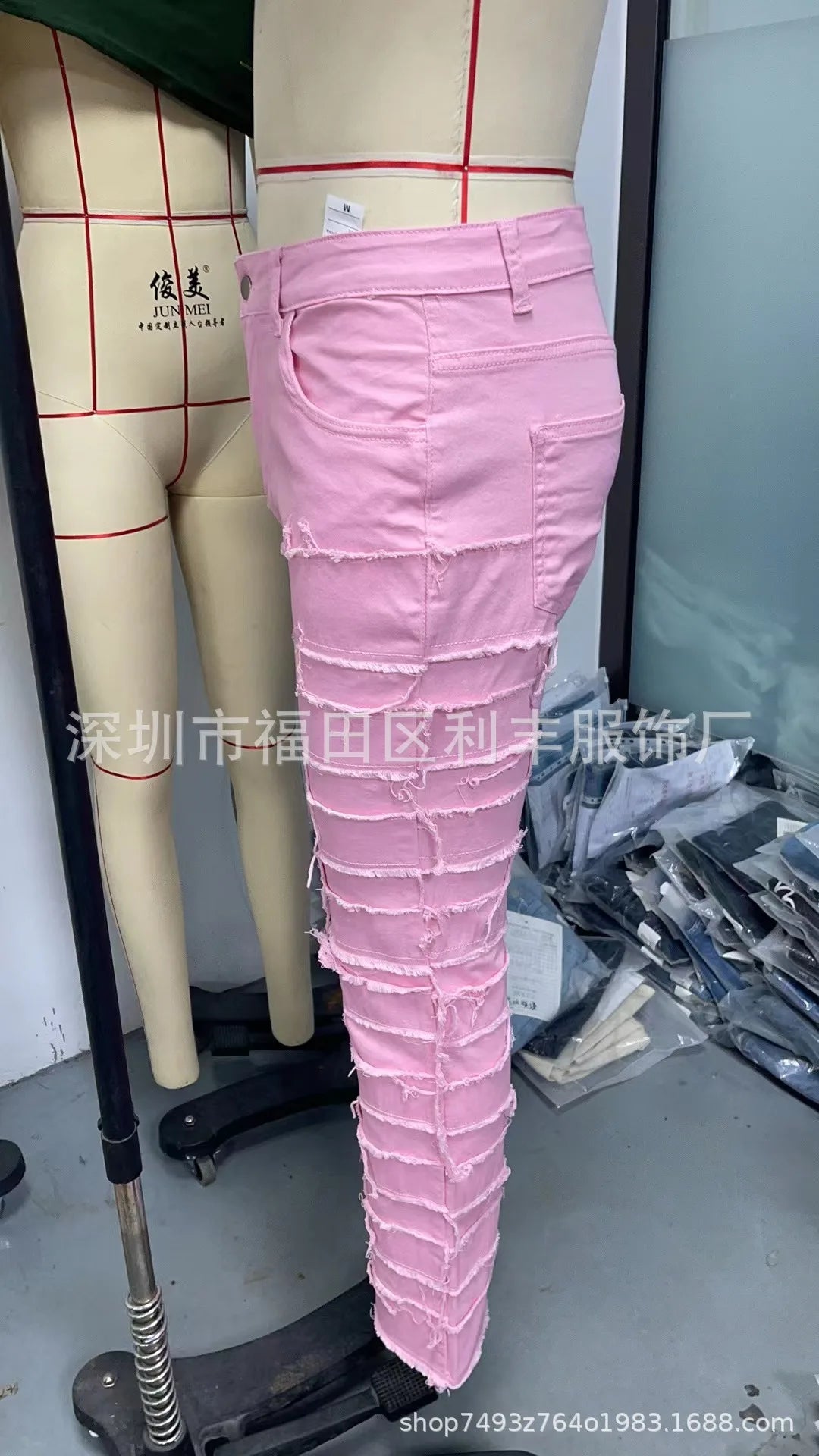 2024 Spring Summer New Men's Clothing Fashion Solid Color Elastic Patch Denim Straight-Leg Pants Jeans