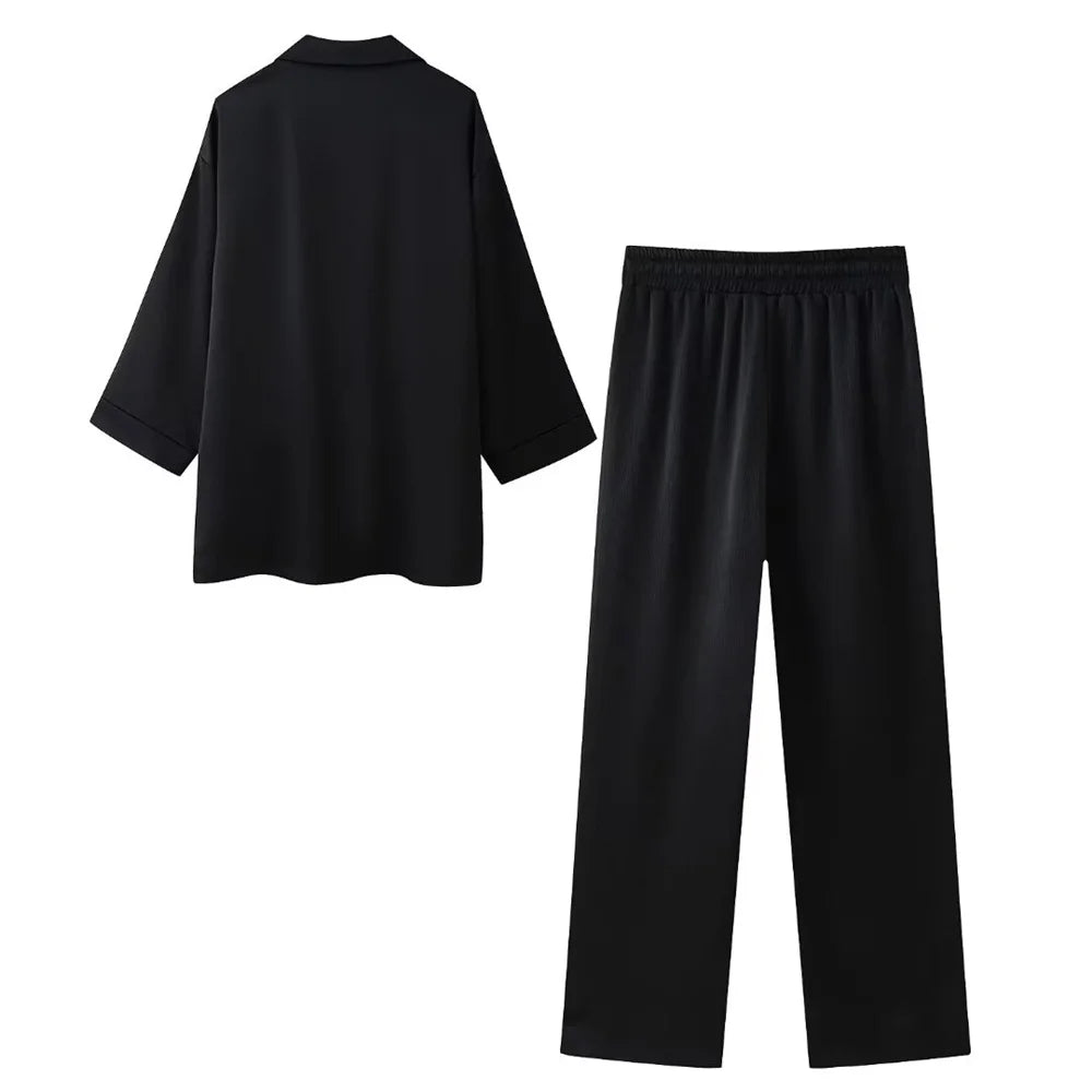 Women's Double Breasted Suit Jacket Pants Set