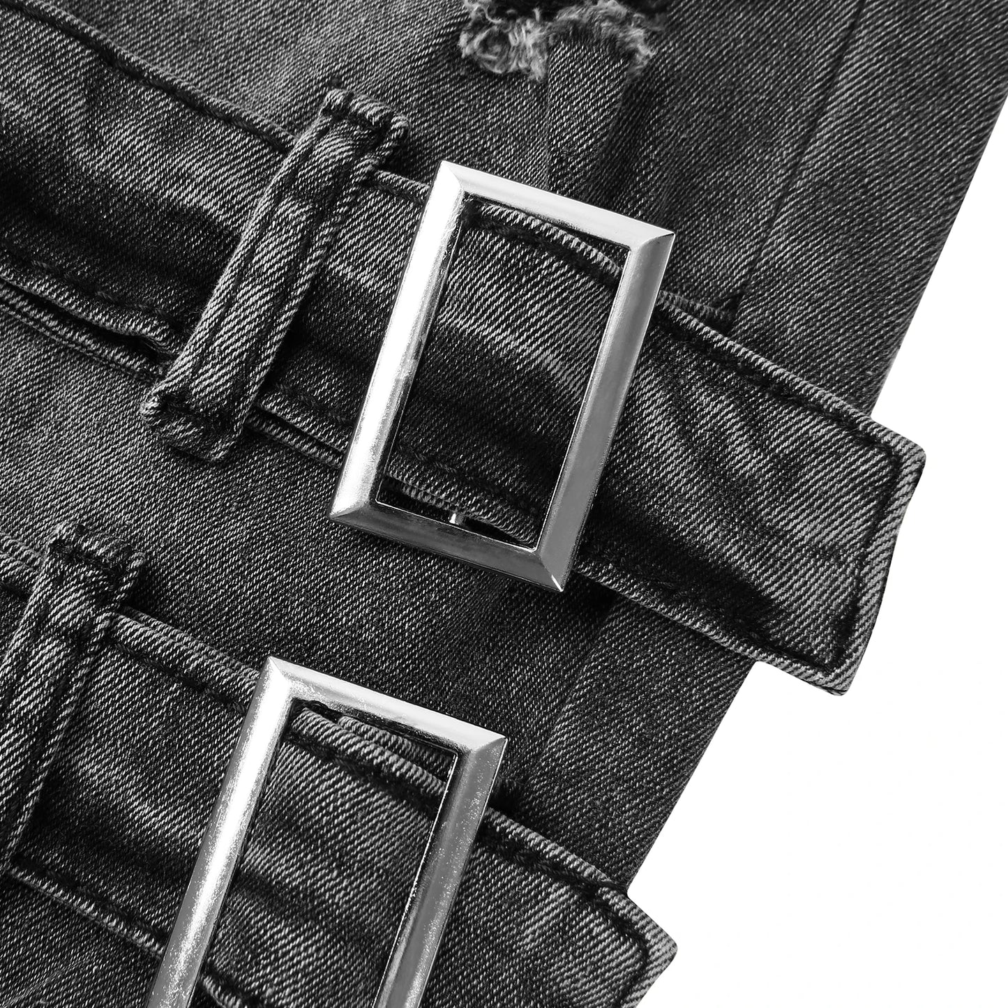 2025 New Men Slim Biker Ripped Long Denim Trousers Skinny Jeans Side Straps Zips Male Jogging Pants Destroyed Stretchy Pants