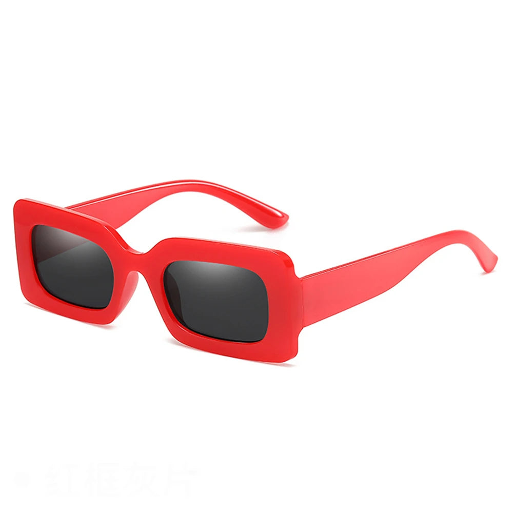 KLASSNU Women Candy Color Retro Sunglasses Large Square Frame Sun Glasses 2025 Trendy Party Eyepiece Anti UV400 Sun Shades