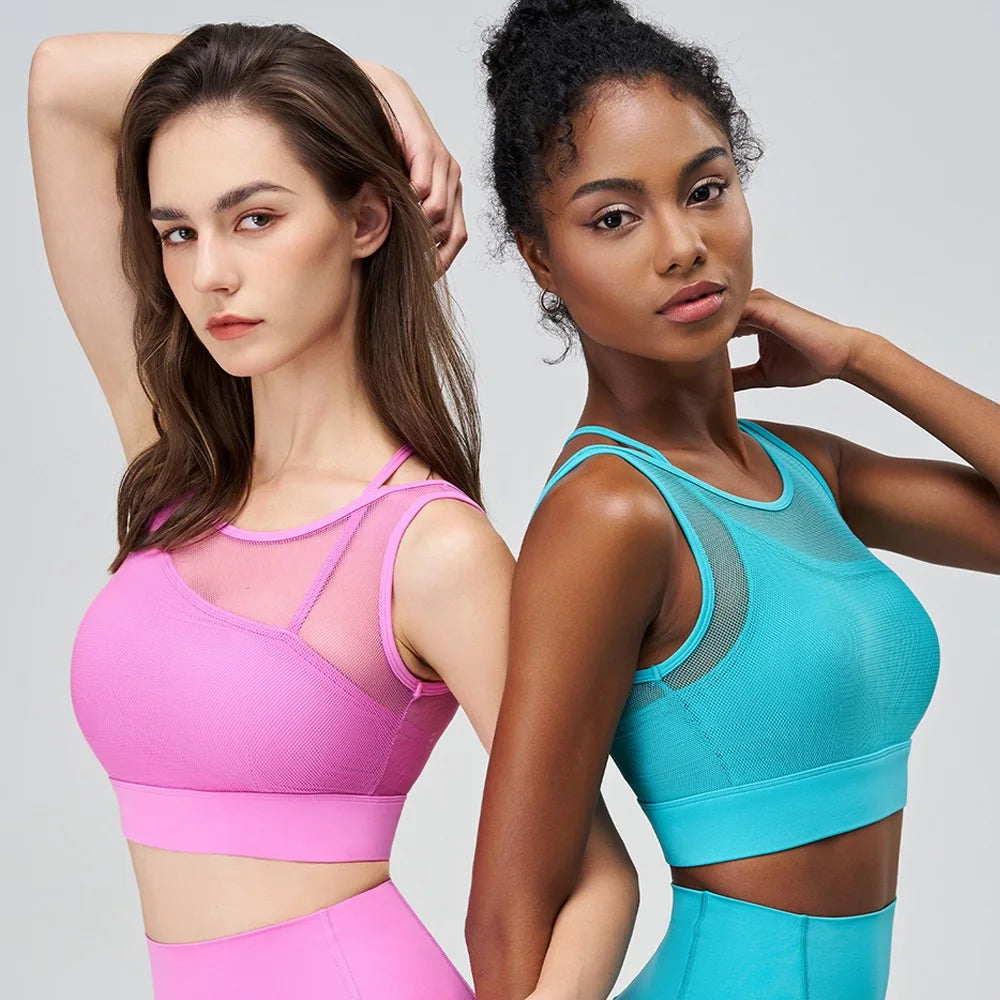 Cloud Hide SEXY Mesh Sports Bra Fitness Underwear Yoga Crop Tank Top HOT Girl Vest Athletic Shockproof Shirt Running Sportswear