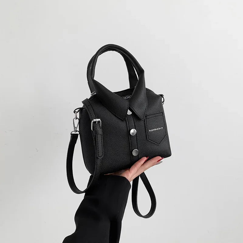 PU Square Compact Zipper Shoulder and Crossbody Bags for Women