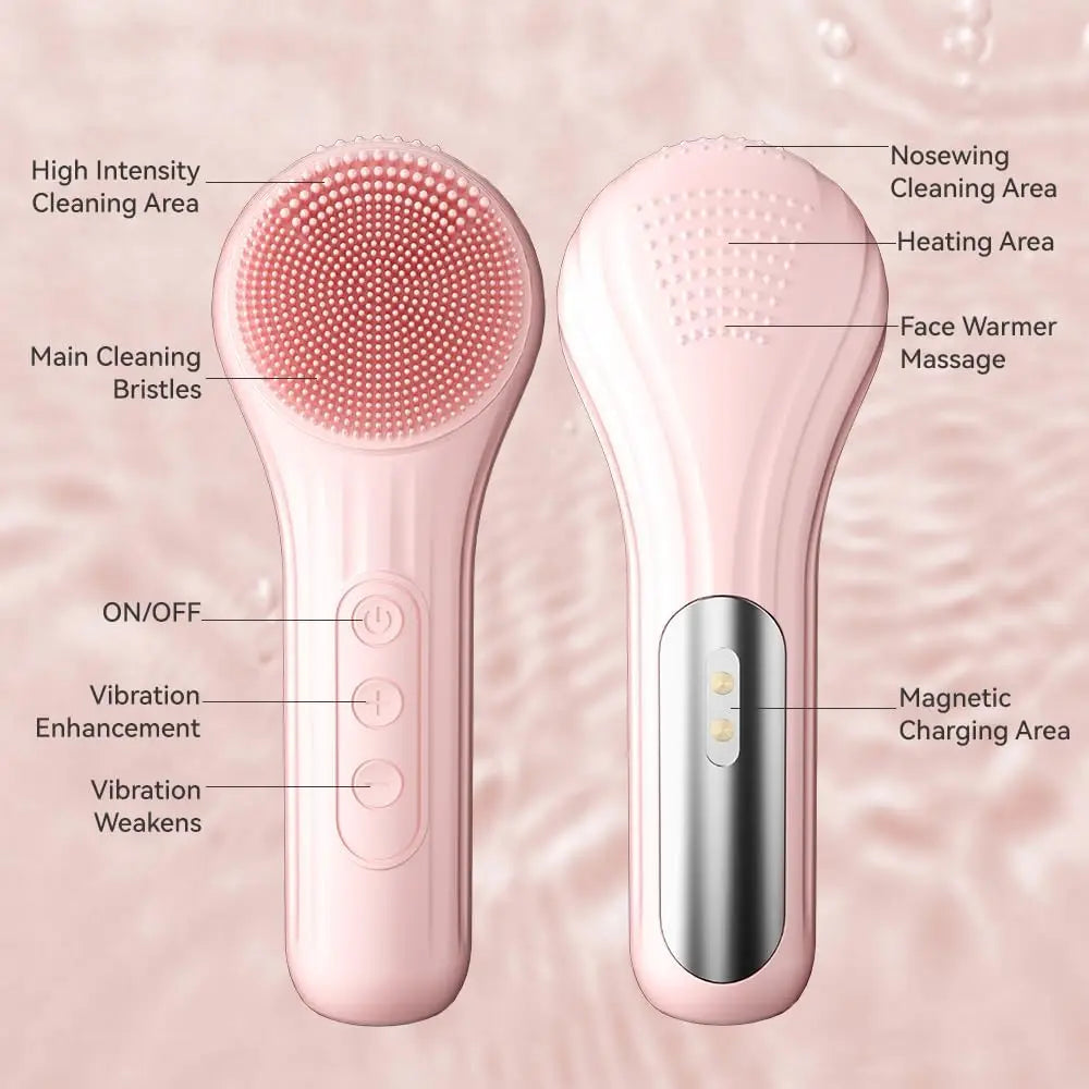 Sonic Waterproof Electric Facial Cleansing Brush Rechargeable Vibration Exfoliating Pore Deep Clean Face Scrubber Skin Care Tool