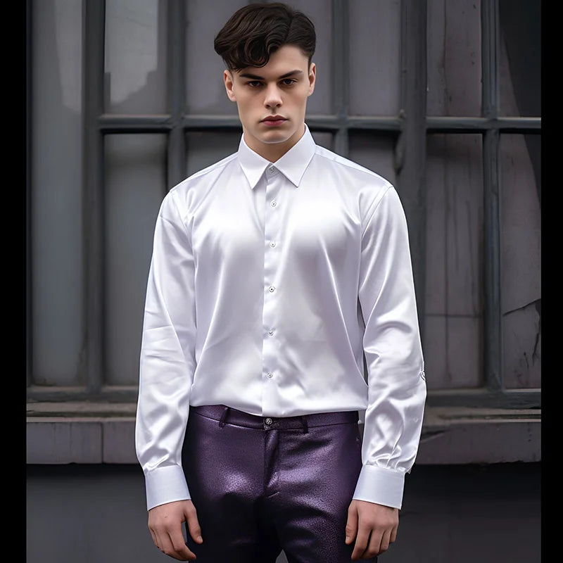 Men's Luxury Satin Dress Shirt