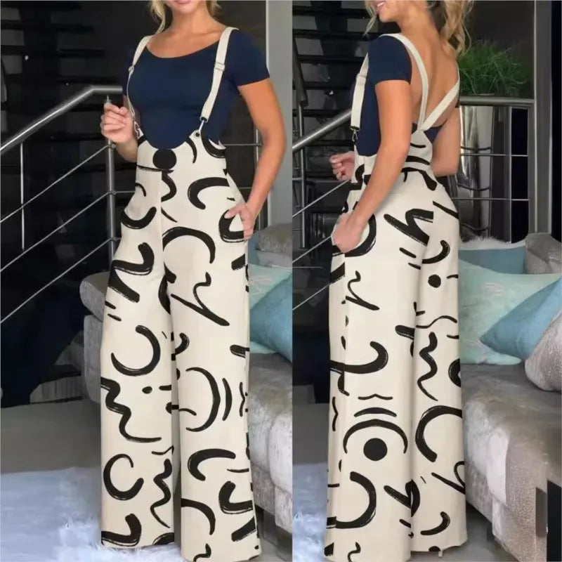 New Spring And Autumn Cute Style Fresh And Sweet Women's Lantern Pants Thin Women's Printed Jumpsuit Sleeveless With Pocket 2024