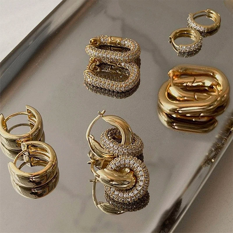 Zircon Round Huggie Hoop Earrings