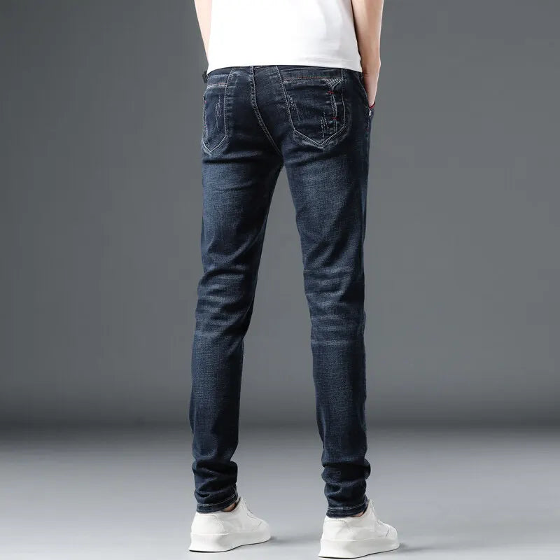 Slim Boys Blue Jeans, Black Men's Fashion Casual Trousers, Gray Denim Pants, Asian Size 28-38, Men Jean