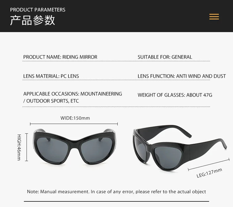 Cyber Y2K Punk Sport Cat Eye Sunglasses Women 2025 Luxury Brand Retro 2000's Wrap Around Sun Glasses Lady UV400 Eyewear Shades