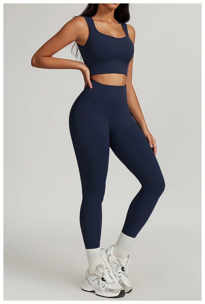 2 Pieces Yoga Suit Women Sexy Tight-Fitting Fitness Sports Set Gym Bra Elasticity High Waist Leggings Female Athletic Wear 8793