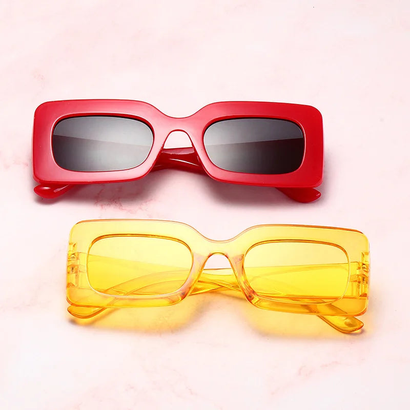 KLASSNU Women Candy Color Retro Sunglasses Large Square Frame Sun Glasses 2025 Trendy Party Eyepiece Anti UV400 Sun Shades