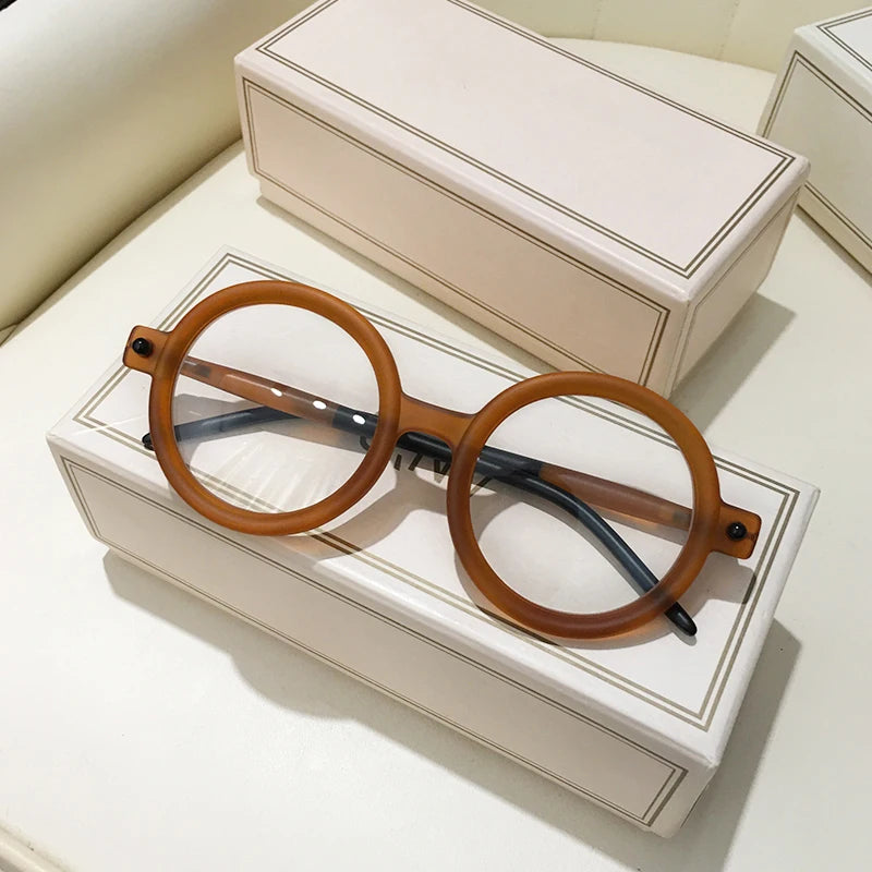 Retro Gray Pink Lens Round Sunglasses Women 2025 Brand Trendy Shiny Circle Frame Men Spectacle Plain Eyewear Shades Sun Glasses