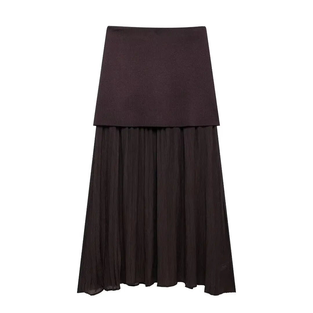 Women 2 Piece Set Knitted Vest High Waist Skirt
