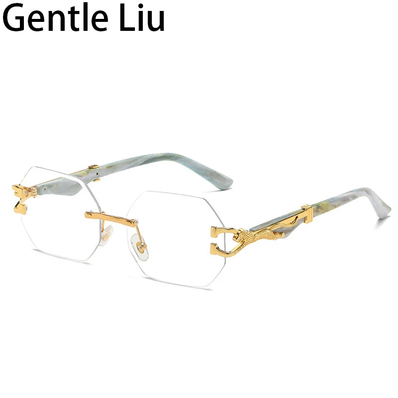 Small Frame Hexagon Rimless Sunglasses Men Retro Frameless Sun Glasses for Women 2025 Luxury Brand Square Eyewear UV400 Shades