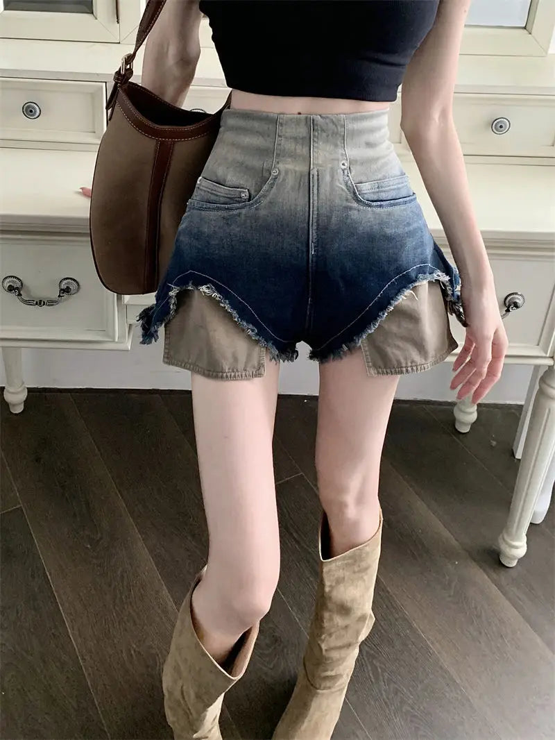 High-waisted Denim Shorts for Women Loose New Spring and Summer Thin Wide-leg Hot Girl Looks Slim A-line Super