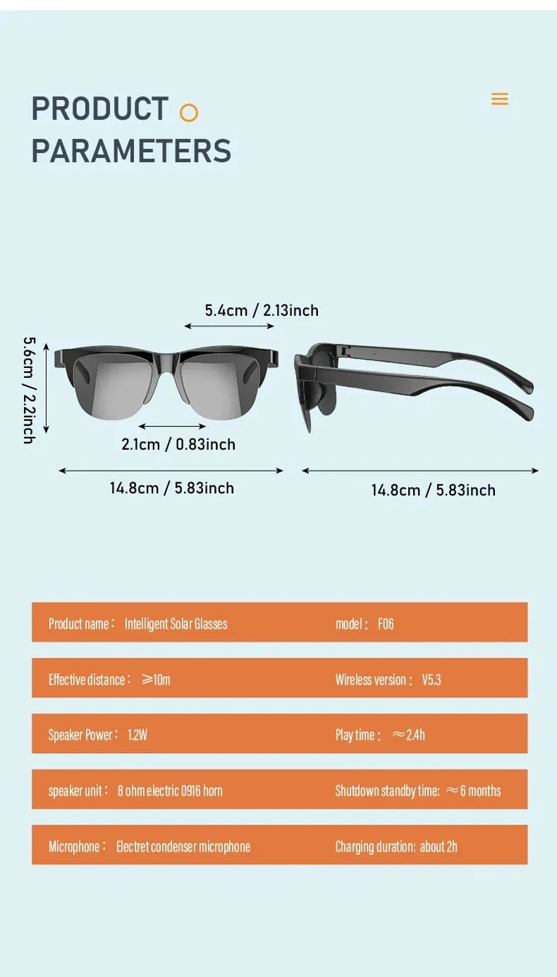 Smart Sunglasses Glasses Bluetooth Call Outdoor Sports Headphones HIFI Blue Light Waterproof Anti-UV For Men And Women