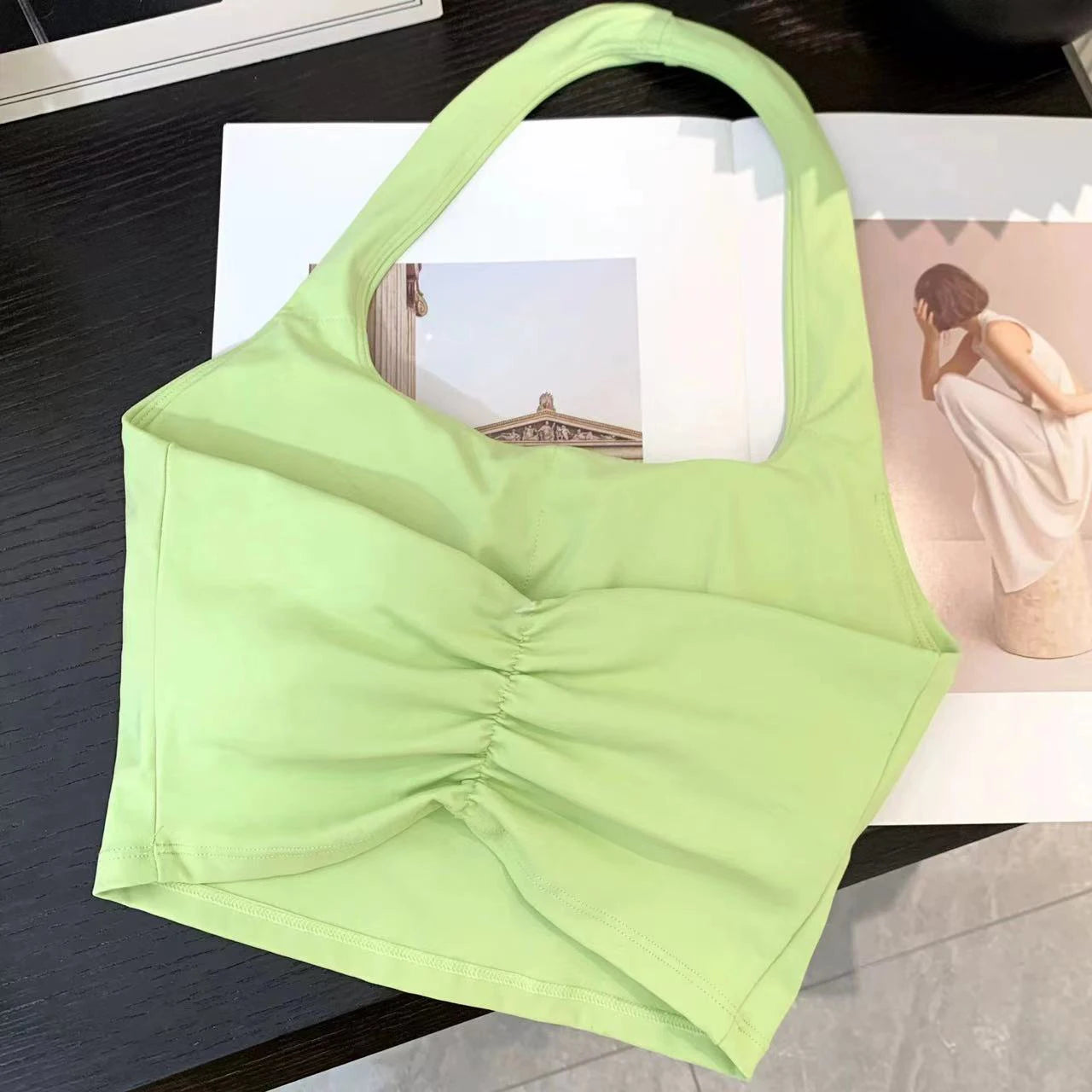 Sexy Halter Padded Athletic Sport Bra Women Backless Workout Gym Yoga Crop Top Fitness Bra with Built In Bra