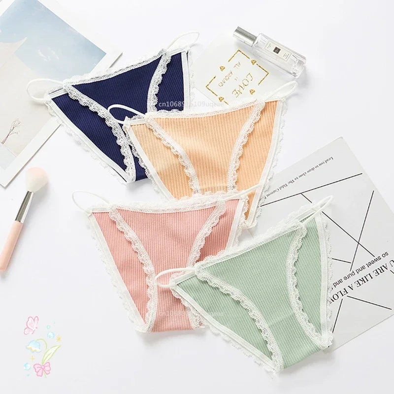 2025 Sexy Thong Sports Comfortable Briefs String Female Lingerie Simple Cotton Sexy Women Underwear Cute Lace Seamless Panties