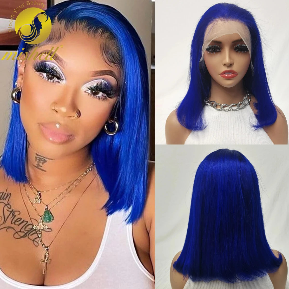 Mint Green Bob Wig Human Hair 200% Density 13x4 Transparent Straight Lace Front Wigs Pre Plucked with Baby Hair for Black Women