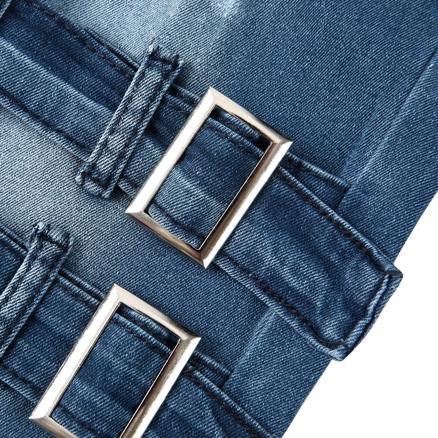 2025 New Men Slim Biker Ripped Long Denim Trousers Skinny Jeans Side Straps Zips Male Jogging Pants Destroyed Stretchy Pants