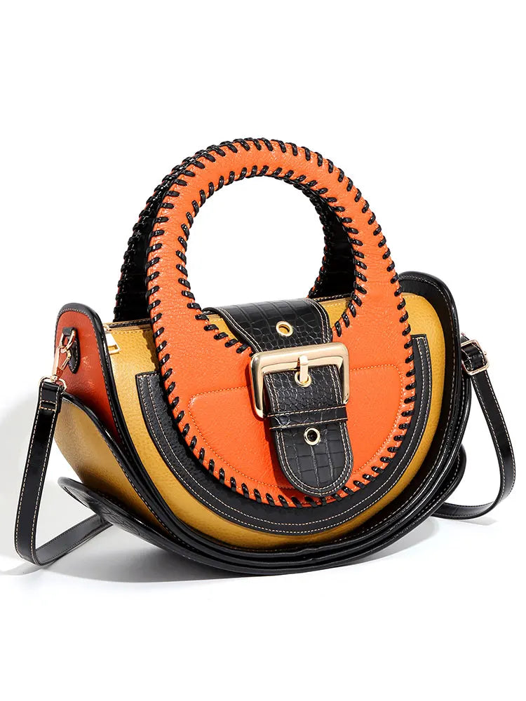 High Quality Woven Leather Vintage women's handbag Multi-layer