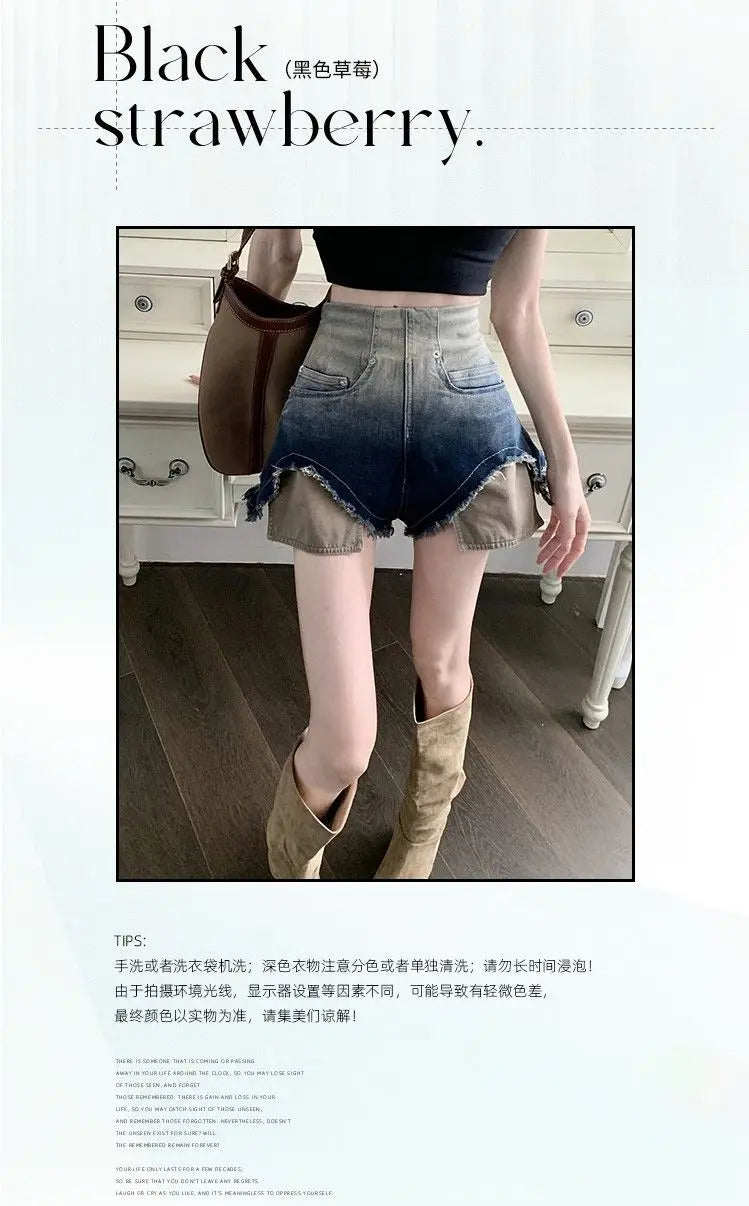 High-waisted Denim Shorts for Women Loose New Spring and Summer Thin Wide-leg Hot Girl Looks Slim A-line Super