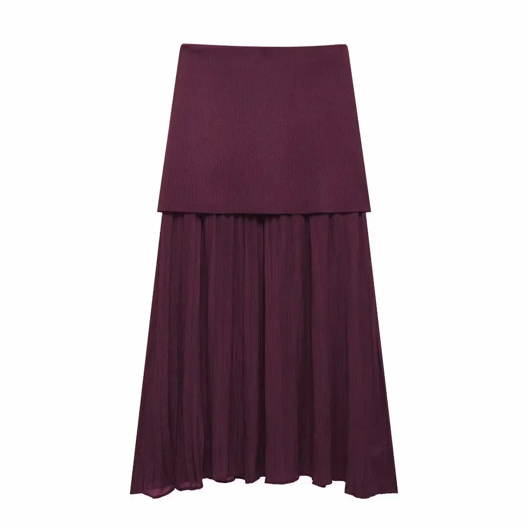 Women 2 Piece Set Knitted Vest High Waist Skirt