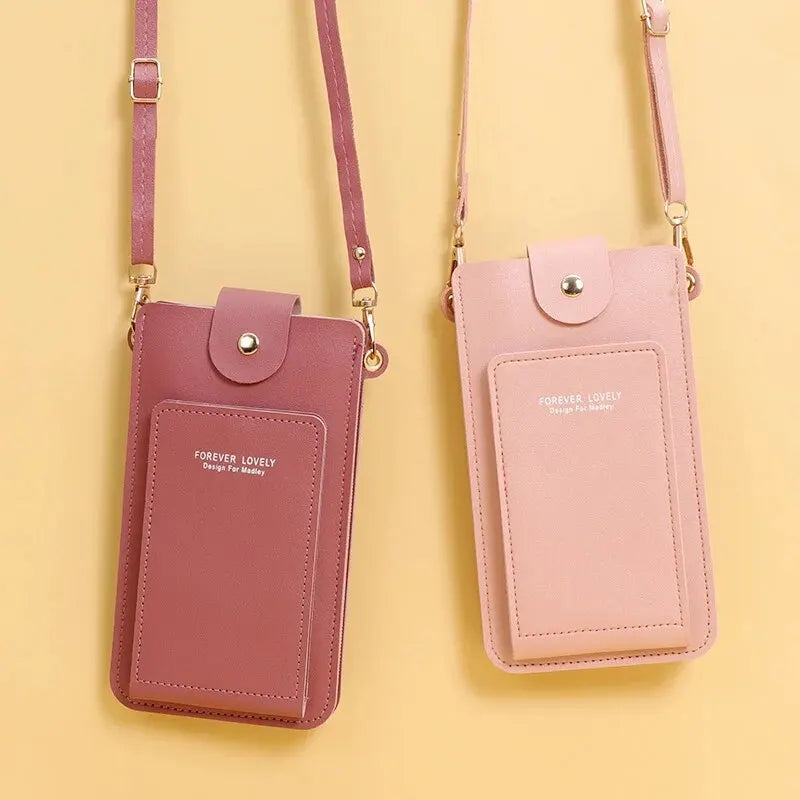 Soft Leather Wallets Touch Screen Cell Phone Shoulder Purse