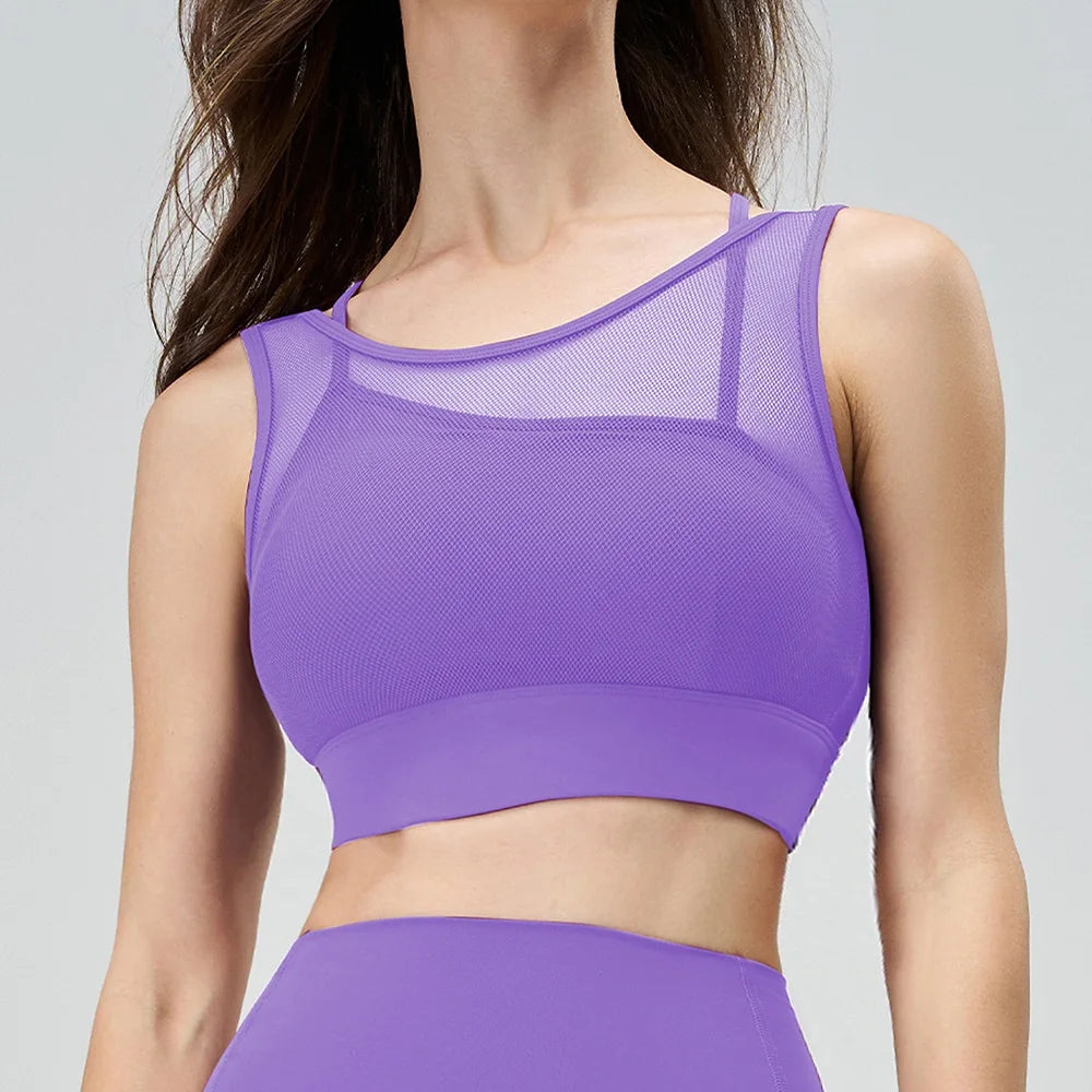 Cloud Hide SEXY Mesh Sports Bra Fitness Underwear Yoga Crop Tank Top HOT Girl Vest Athletic Shockproof Shirt Running Sportswear