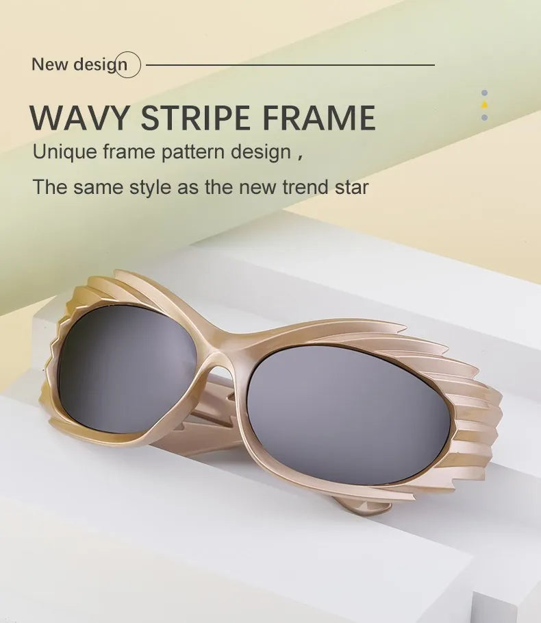 Y2k Spiked Goggles Sunglasses Women Men 2025 Trends Punk Sun Glasses For Male Retro 2000's Wrap Around Steampunk Sunglass Shades