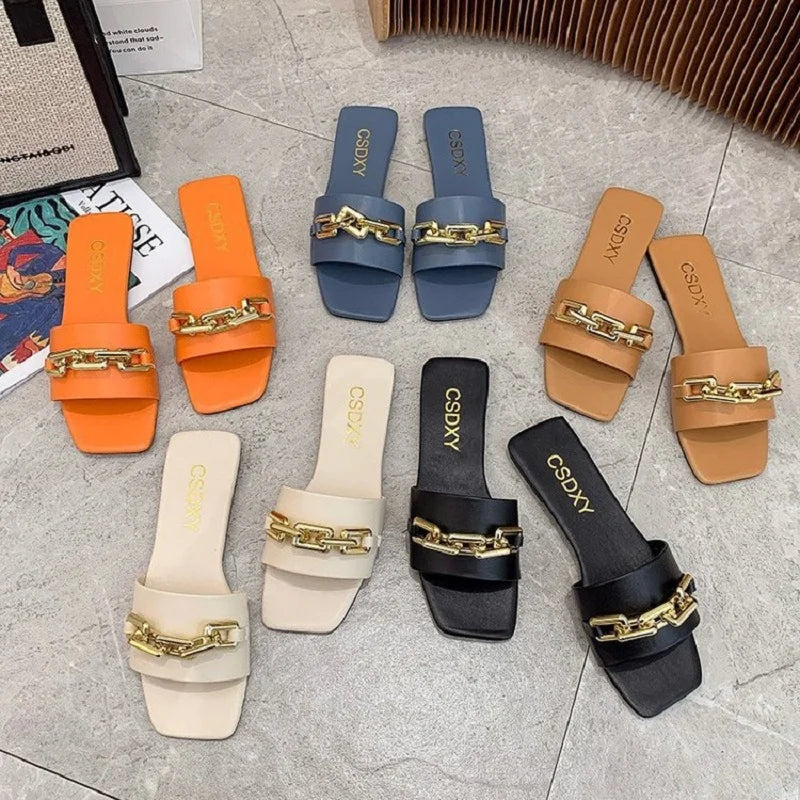 High Quality Purse And Chain Flat Sandals Sets