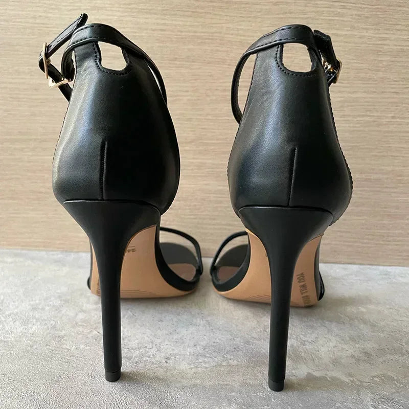Women Sexy Club 10cm High Heels Stripper Gladiator Holiday Sandals Lady Daily Ankle Strappy Red Khaki Nightclub Dress Sandles