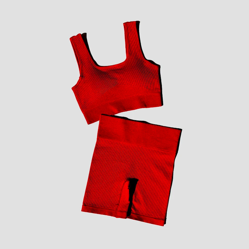 WAREBALL 2PCS Women Yoga Set Gym Set Sexy Bra Seamless Sports Shorts Workout Running Clothing Gym Wear Athletic Sport Suit