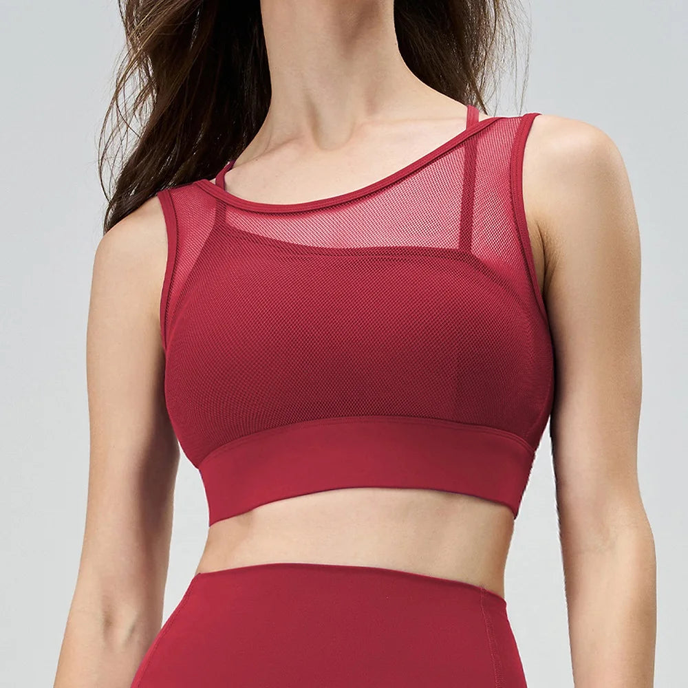 Cloud Hide SEXY Mesh Sports Bra Fitness Underwear Yoga Crop Tank Top HOT Girl Vest Athletic Shockproof Shirt Running Sportswear