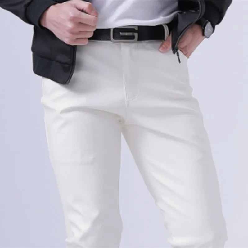 Men's Fashion Rock Style PU Leather Pants Night Club Dance Pants Men's Faux Leather Slim Fit Skinny Motorcycle Trousers