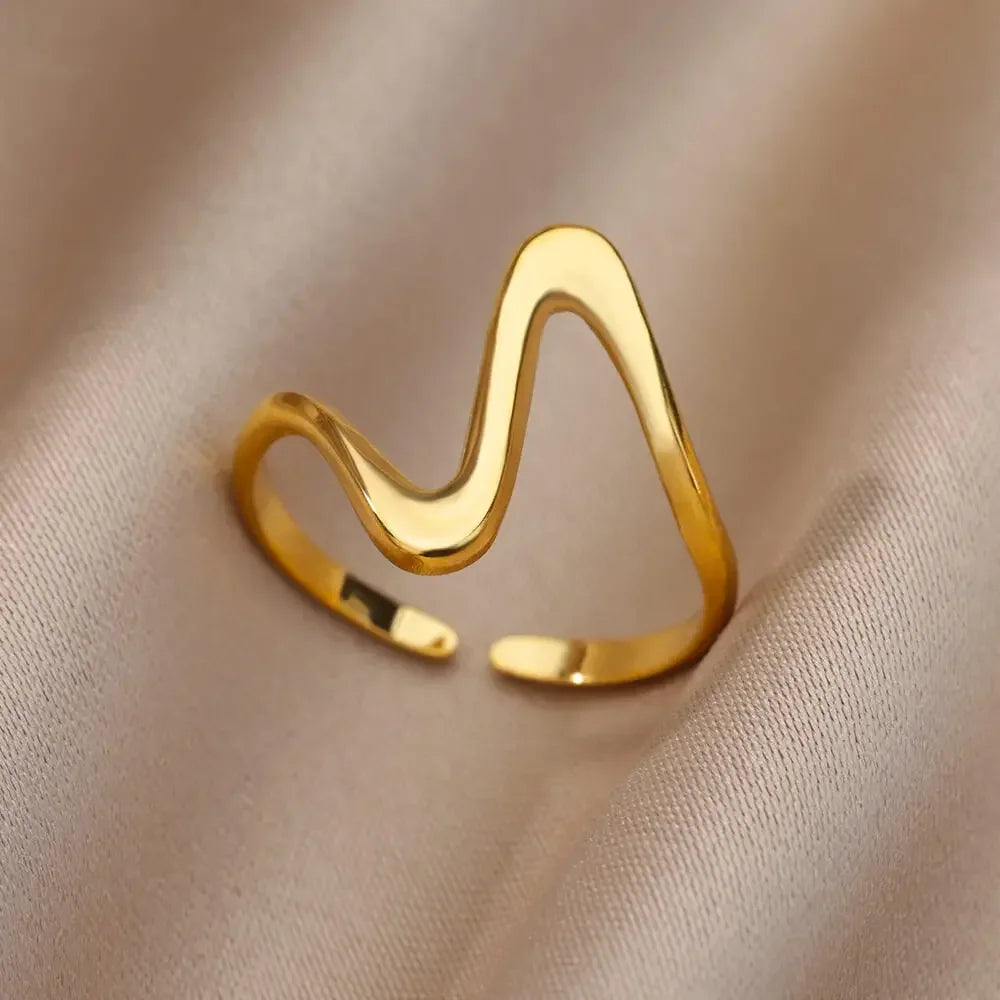 Women's Stainless Steel Heart Ring Gold Waterproof
